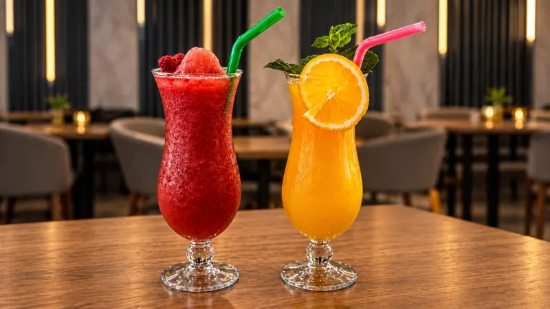 Twee verse fruitcocktails op tafel in het restaurant
